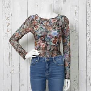 🛍️BUNDLE ONLY ITEM🛍️ Sheer Mesh Floral Top S